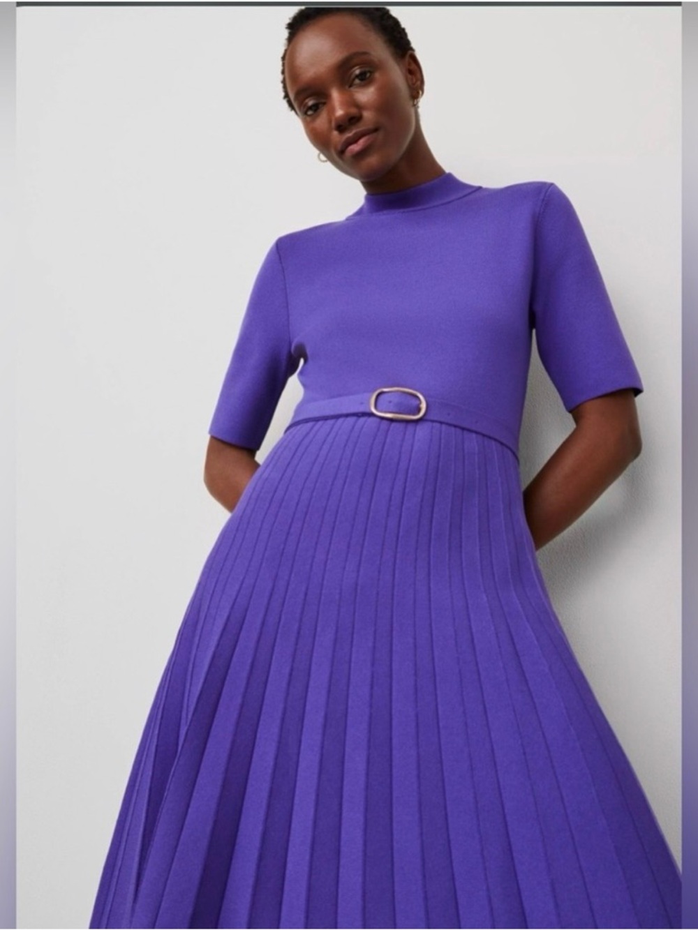 Ann Taylor Mock Neck Belted Dress - Small Petite